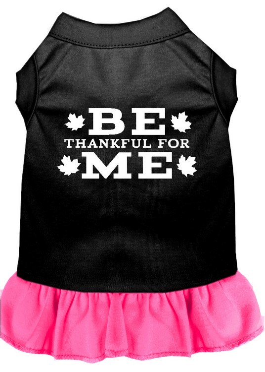 Be Thankful for Me Screen Print Dress Black with Bright Pink Med